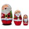 Set of 3 Smiling Santa Claus Figurines Wooden Nesting Dolls 4.25 Inches